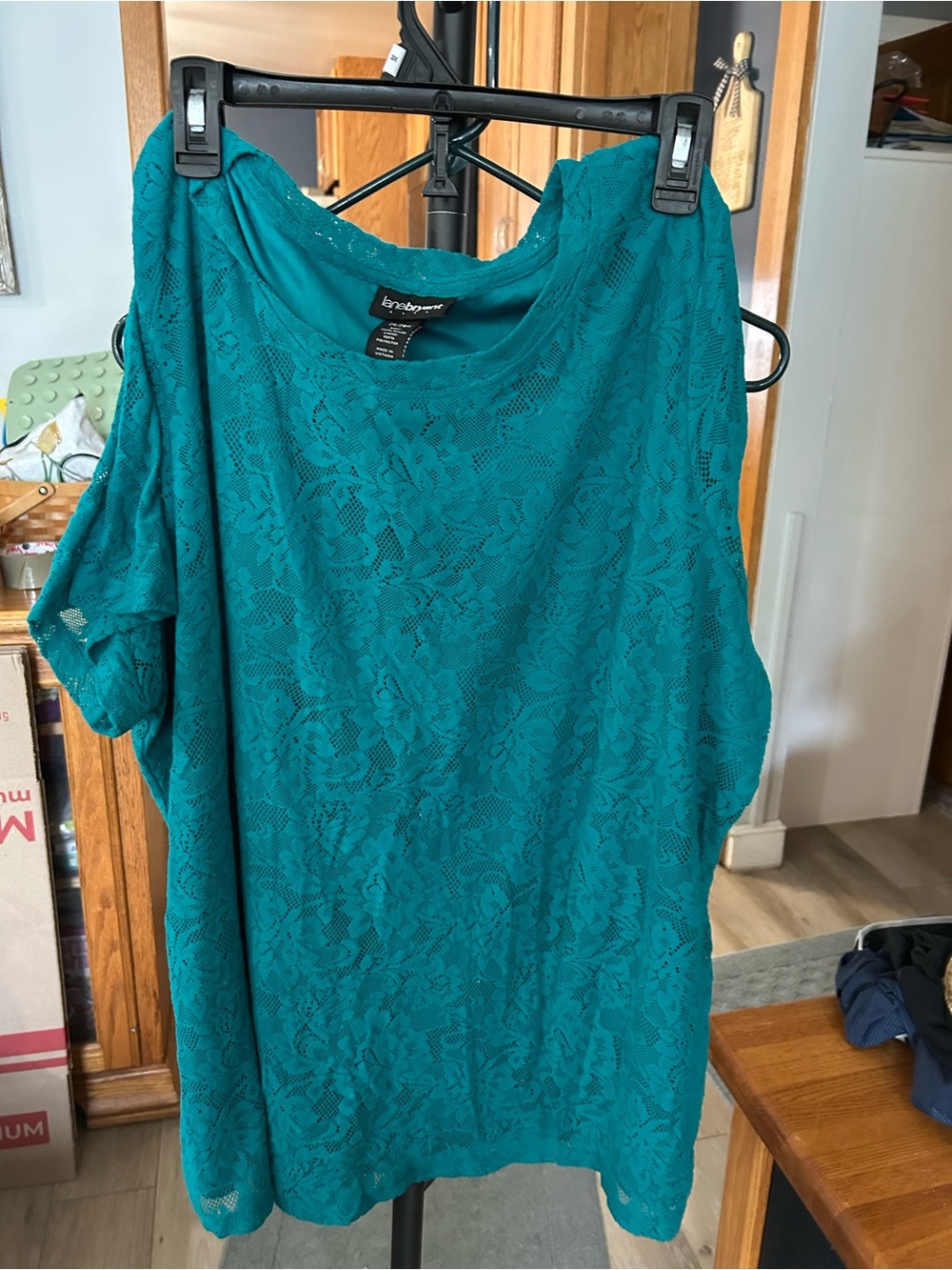Avenue Teal Lace Short-Sleeve Tunic